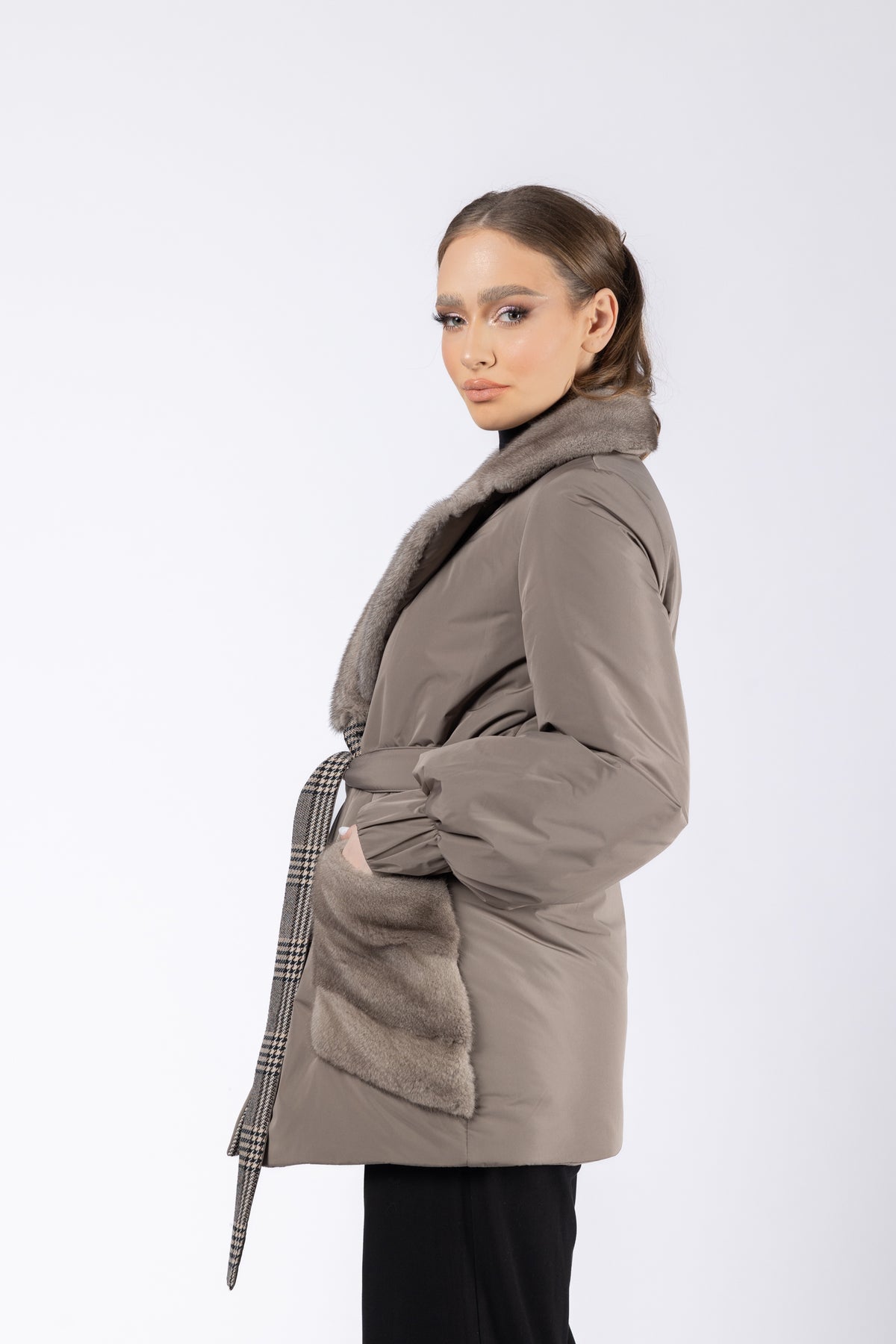 veste avec col en fourrure de vison