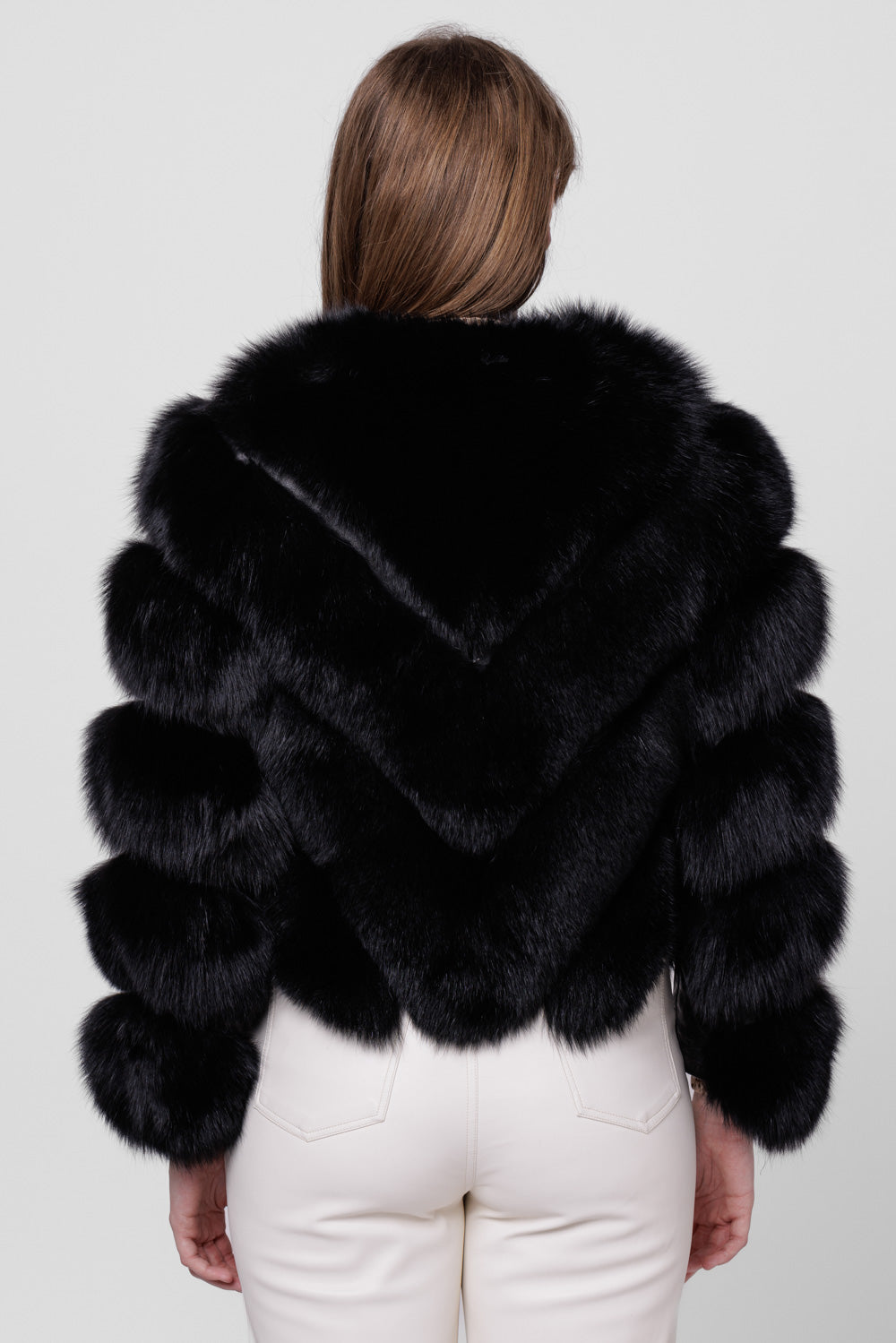 Cappotto in vera pelliccia di volpe, modello a V, trasformabile, donna, zibellino 276