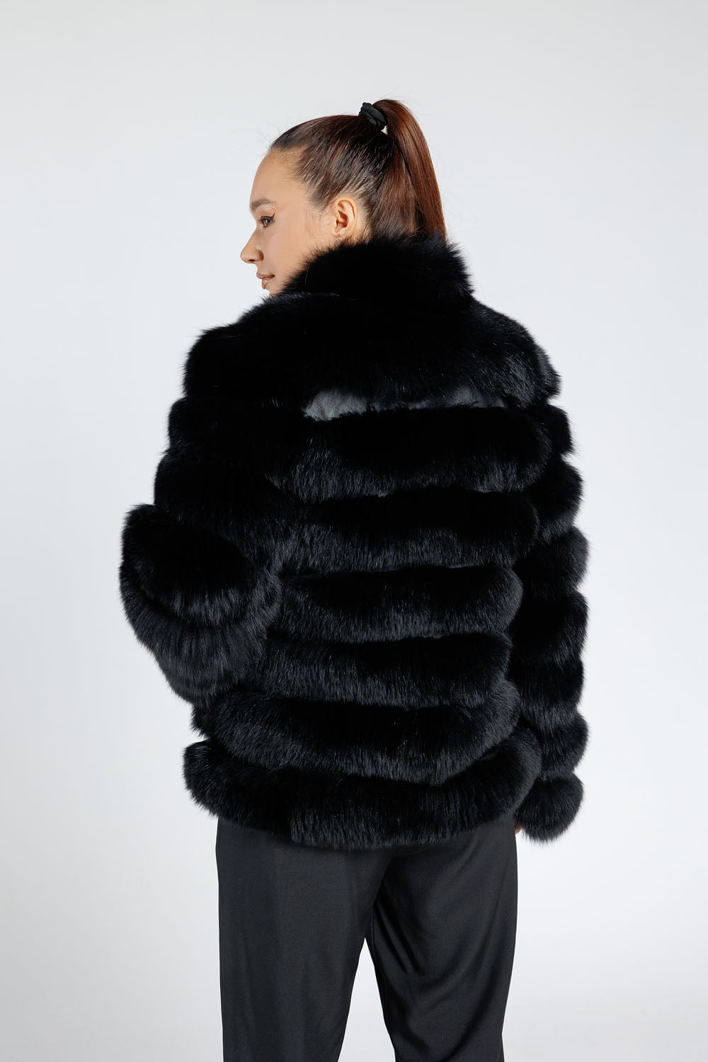 Manteau en fourrure de renard naturel, col officier, transformable, femmes, Diamond 371
