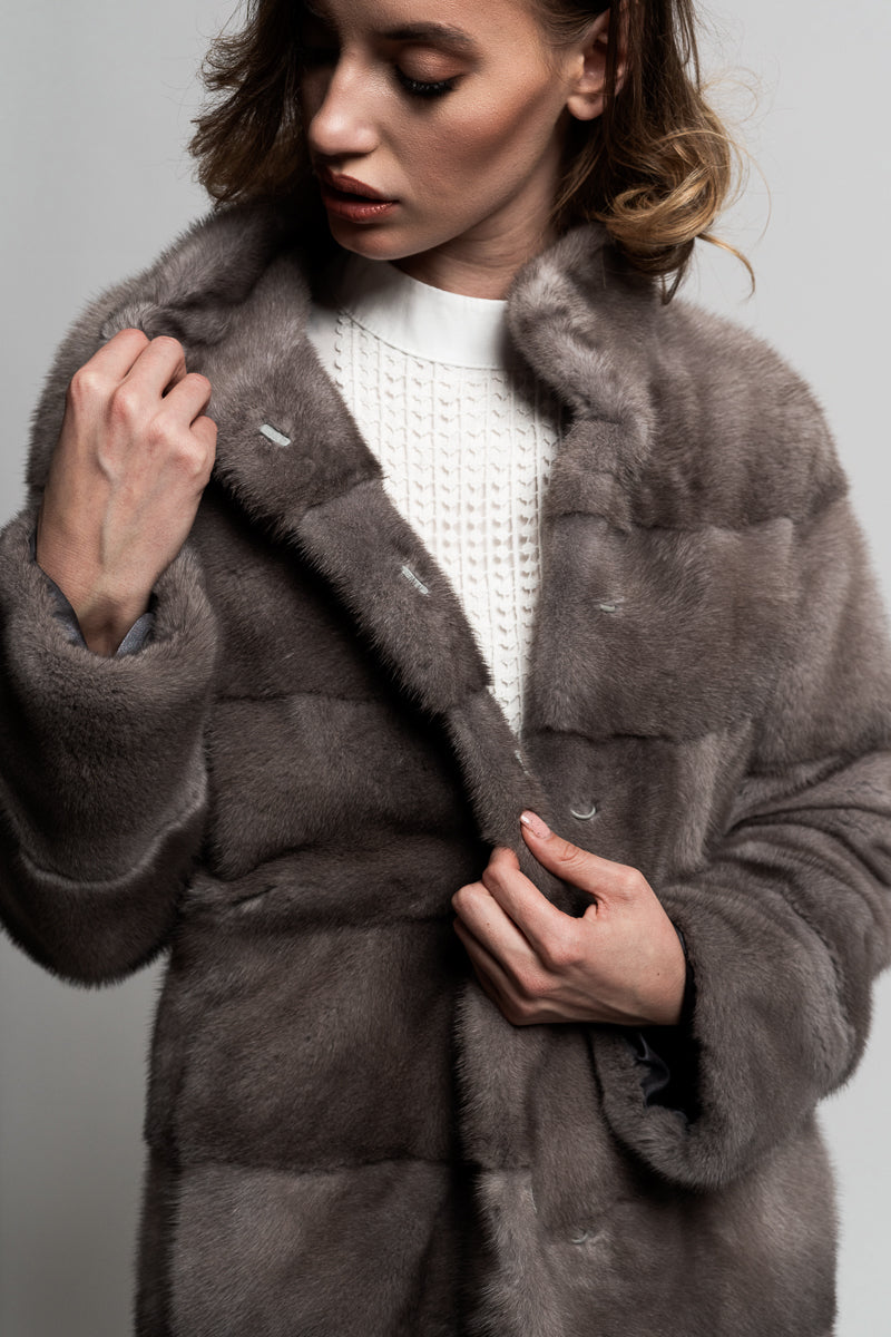 manteau de fourrure de vison naturel mareus