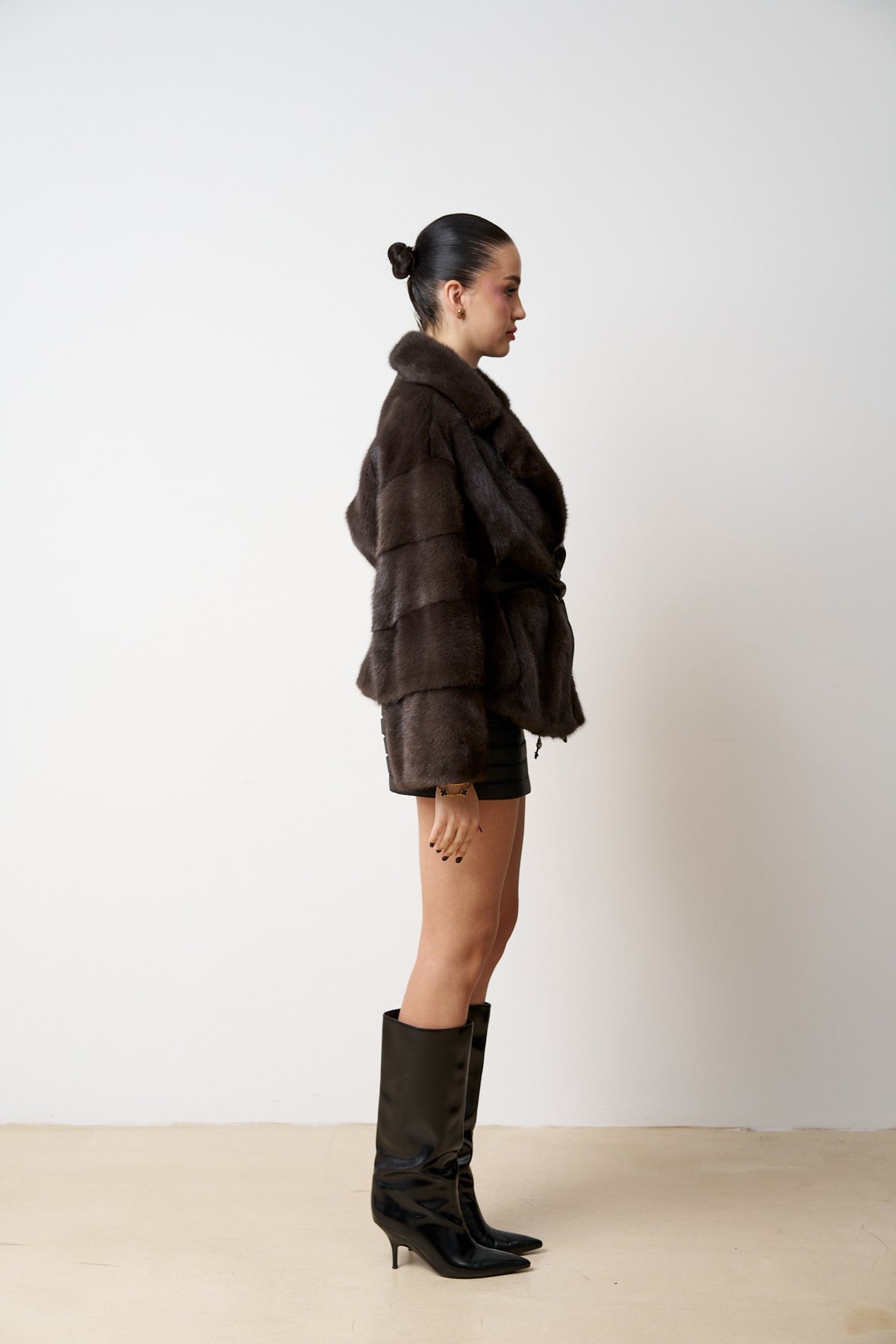 haina blana vizon maro, femei, oversized, Mareus