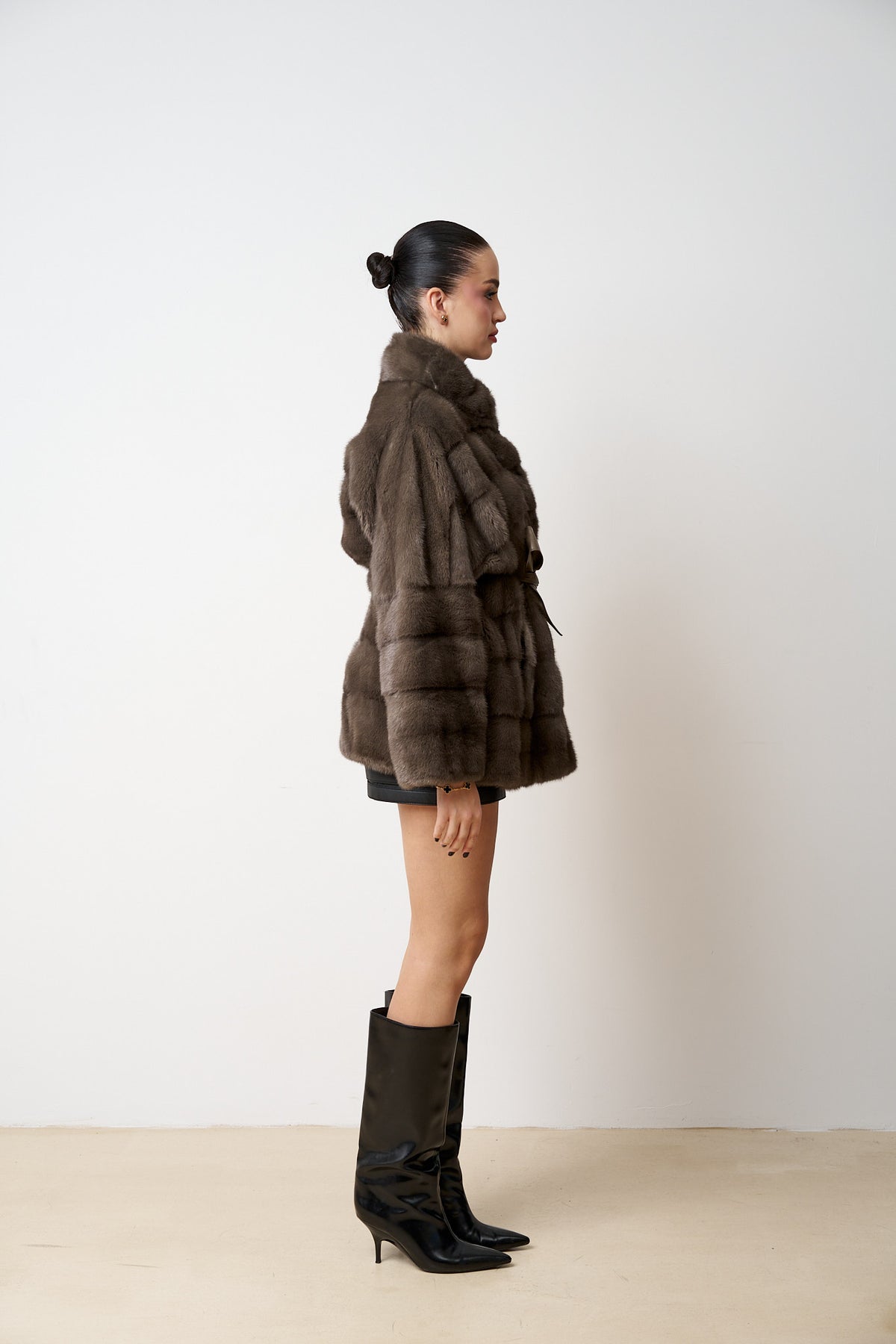 Cappotto di pelliccia di visone naturale, oversize, taglia grande, marrone, Mareus