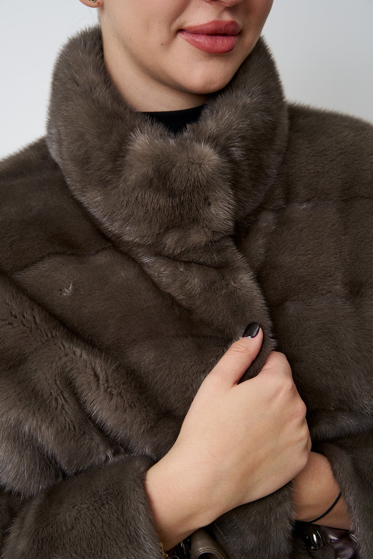 Cappotto di pelliccia di visone naturale, oversize, taglia grande, marrone, Mareus