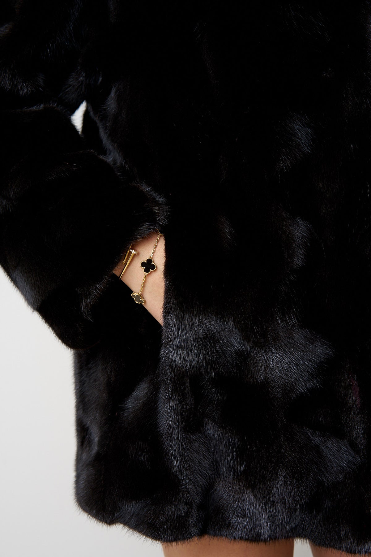 Manteau en fourrure naturelle de vison, Femme, Noir de jais 601