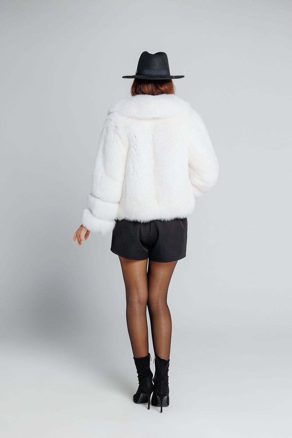 Manteau en fourrure naturelle de renard, à col revers, pour femme, Pure White 346