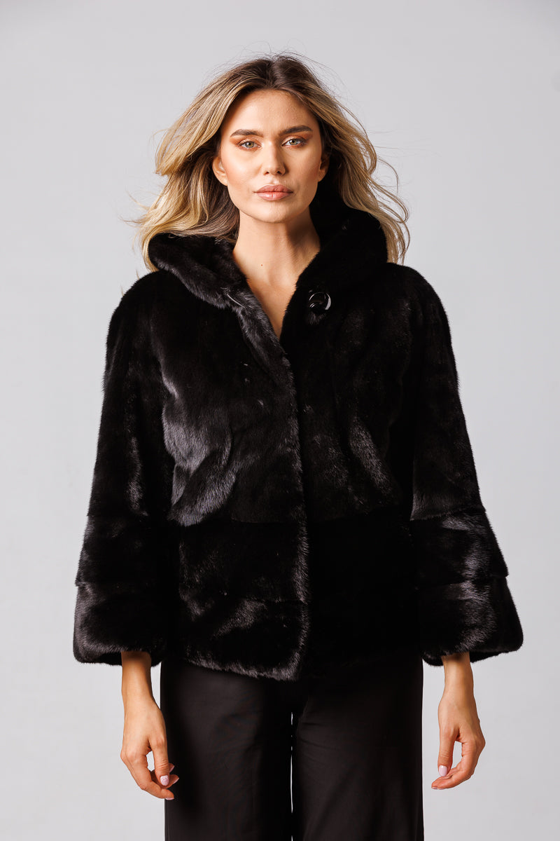 Mantel aus natürlichem Nerzpelz mit Kapuze Mareus Natural Furs (73)