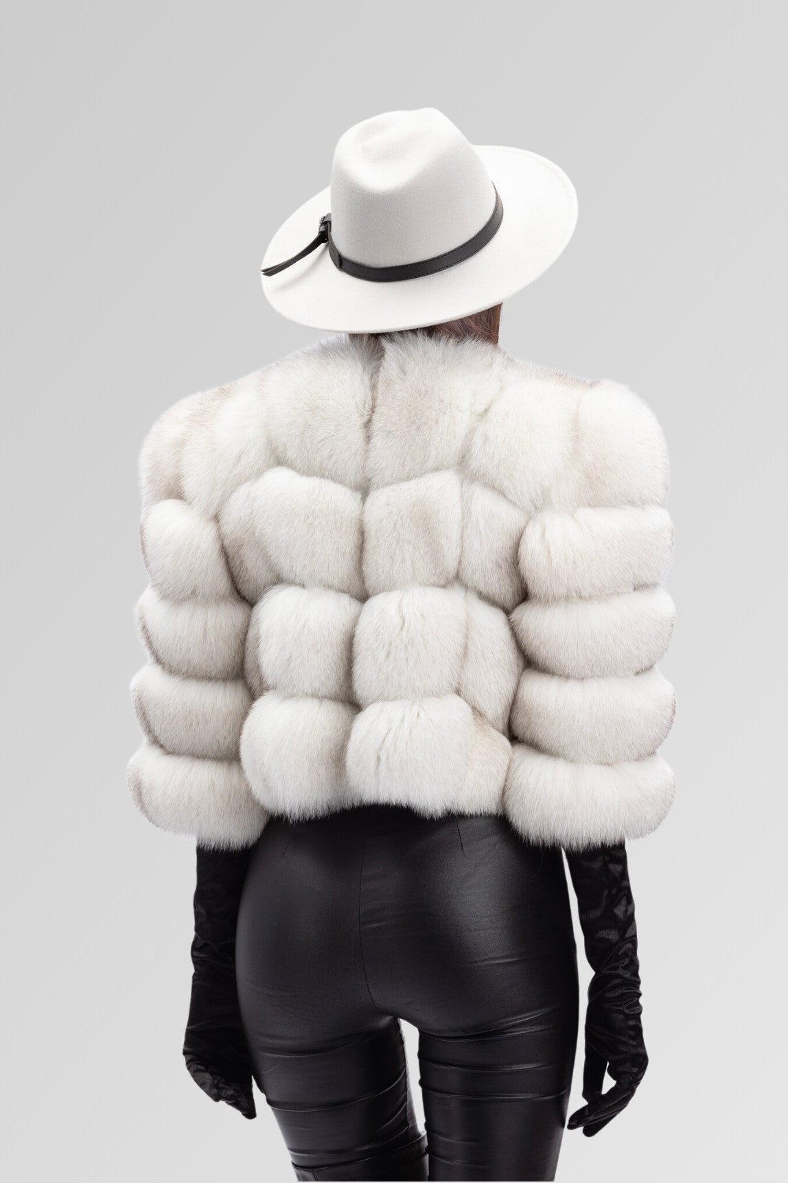 Haină din Blană Naturală de Vulpe Polară, Short, Femei, Natural 247