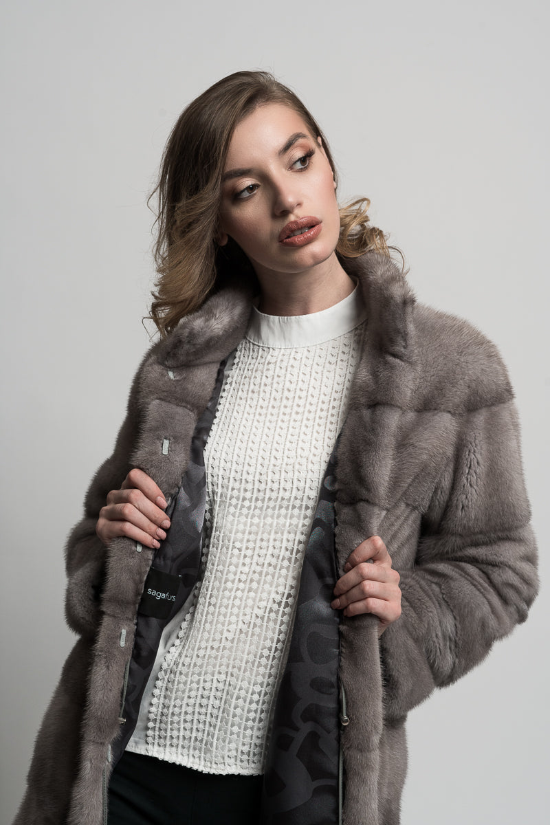 manteau de fourrure de vison naturel mareus