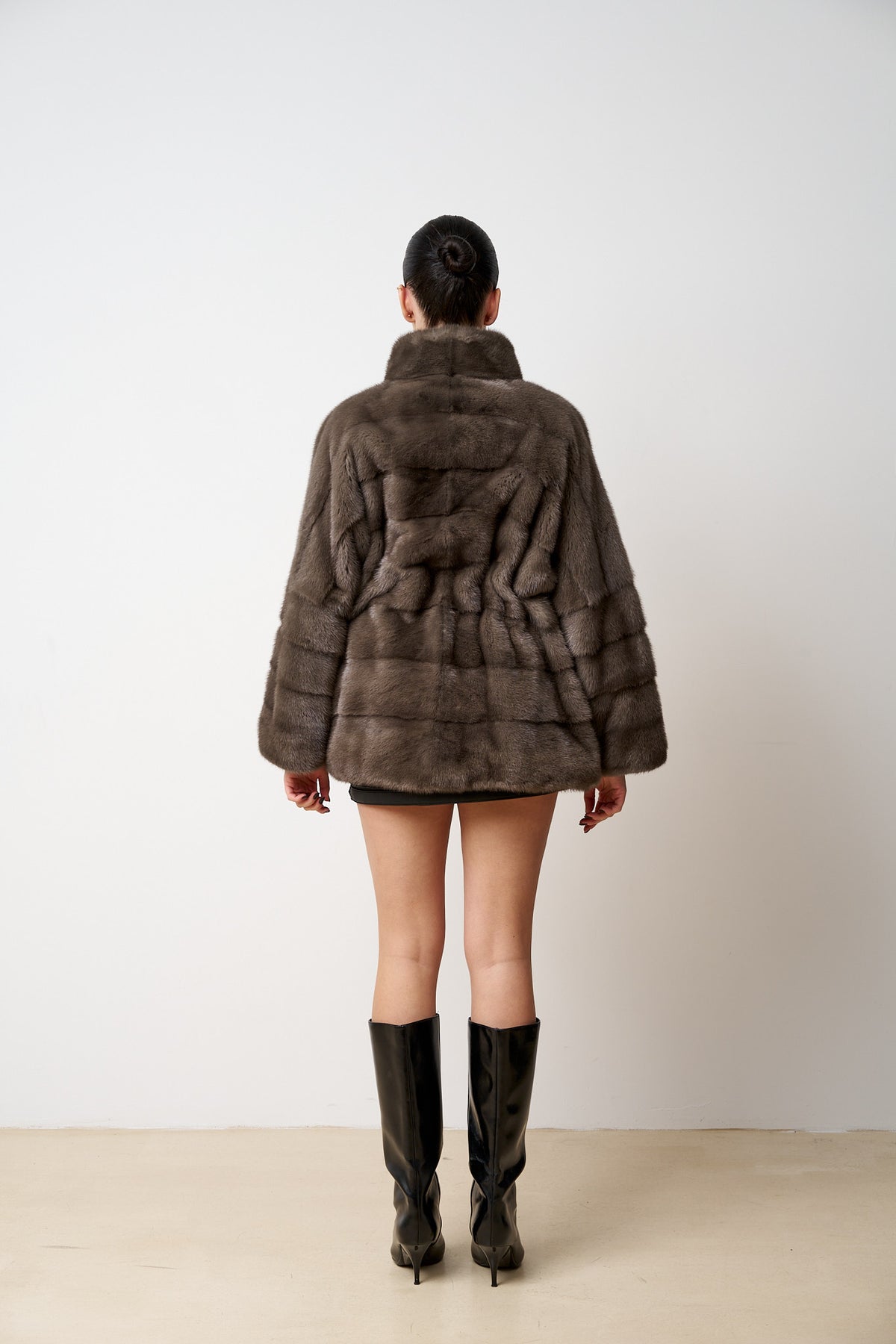 Cappotto di pelliccia di visone naturale, oversize, taglia grande, marrone, Mareus